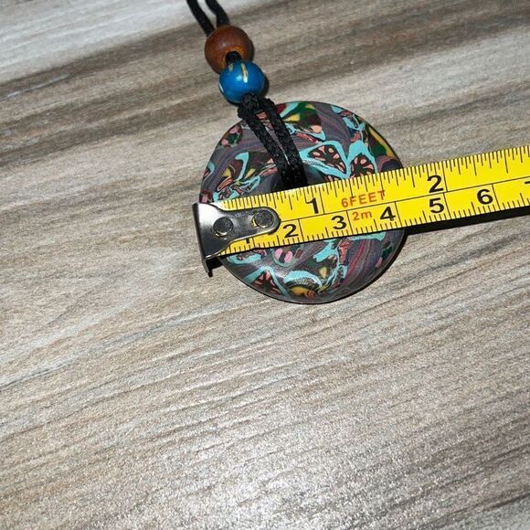 Large Polymer Clay Bead Necklace Bohemian Butterfly Vibes - Picture 3 of 5